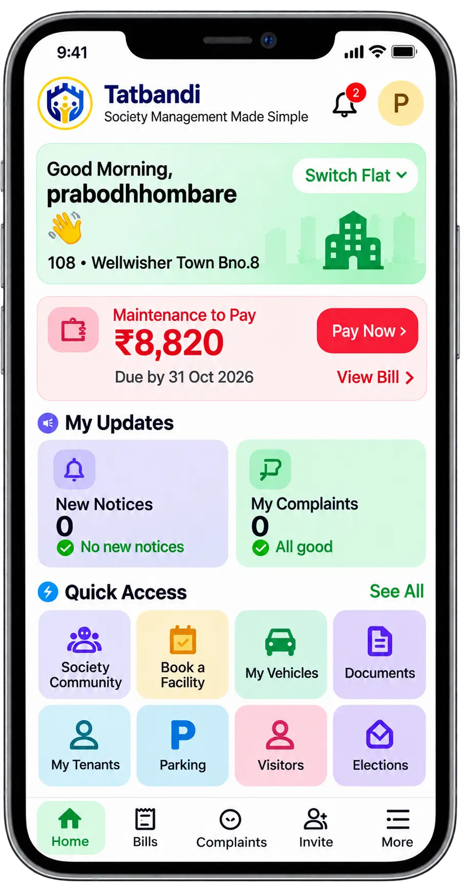 Tatbandi AI-Powered Security app screen showing a real-time security alert